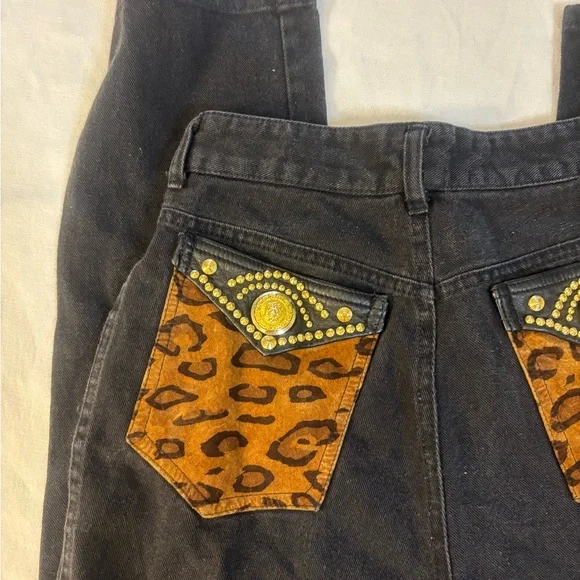 Unique High Waist True Vintage Leopard Gold Chic Pants Xr Jeans - Picture 11 of 13